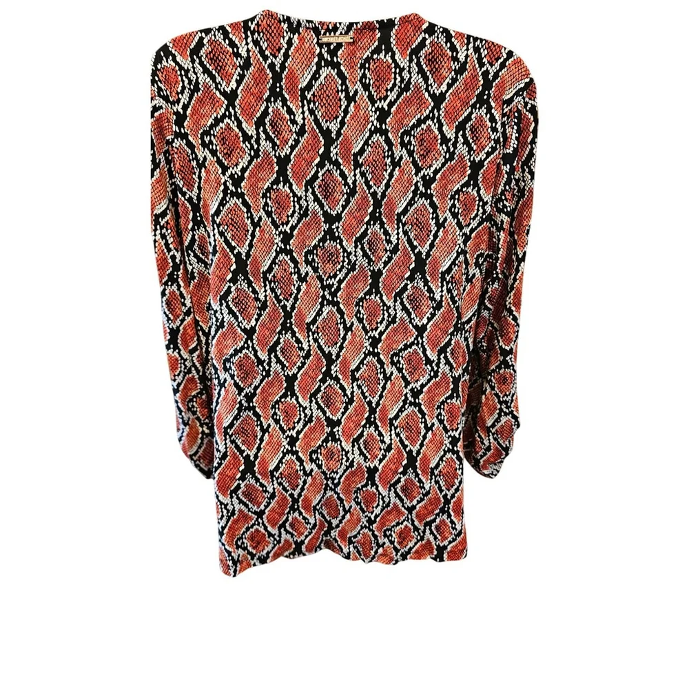 Michael Kors Orange Snakeskin Faux Wrap Top EUC